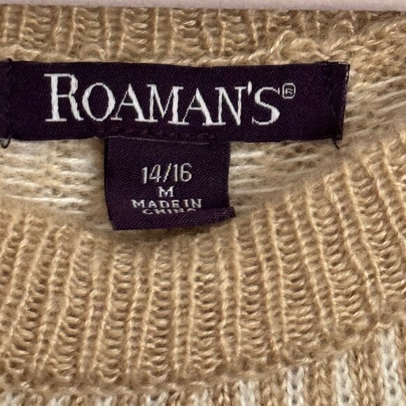 Roamans Womens Fair Isle Sweater Size 14/16WBeige with Geometric Pattern 98% Acr - Picture 3 of 13